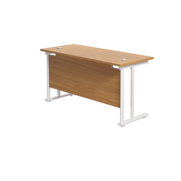 Jemini Rectangular Cantilever Desk 1200x600x730mm Nova Oak/White KF806288