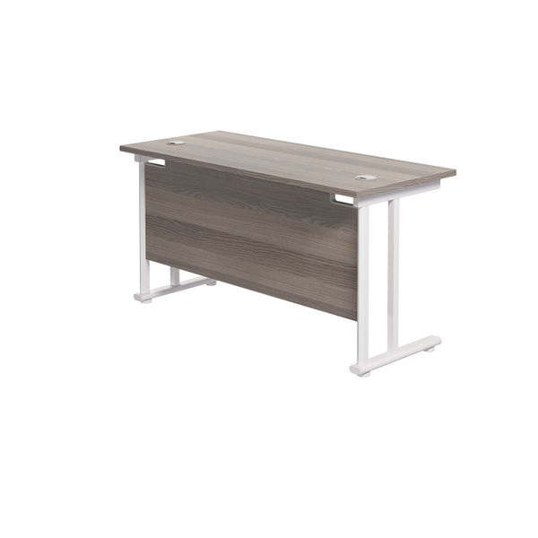Jemini Rectangular Cantilever Desk 1400x600x730mm Grey Oak/White KF806394