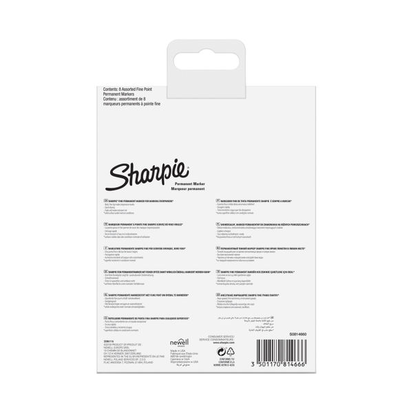 Sharpie 8 Count Permanent Markers, Fine Point, Assorted Basic