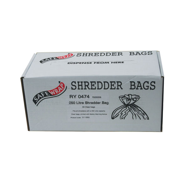 Safewrap 250 Litre Shredder Bags, Pack of 50 | RY0474