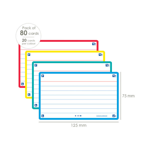 Oxford FLASH 2.0 Flashcards Ruled with 4 Assorted Colour Frames