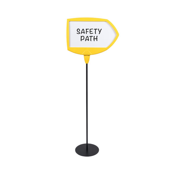 Bi-Office Yellow Arrow Floor Sign Magnetic Drywipe Surface SIG01010909