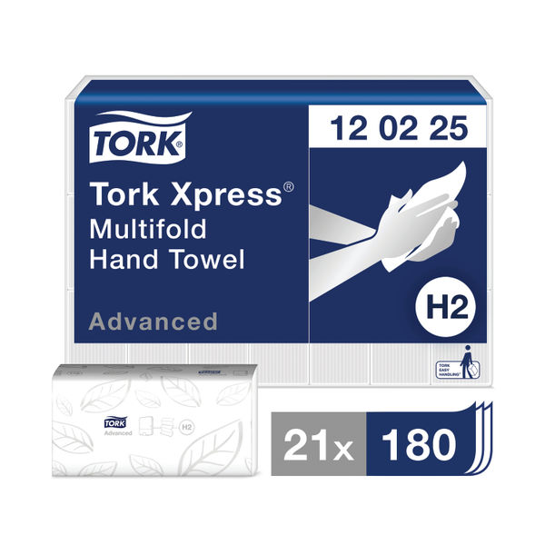 Tork Xpress Multifold Hand Towel H2 White 180 Sheets (Pack of 21) 120225