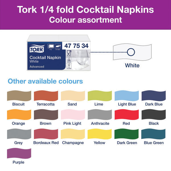 Tork Cocktail Napkins 2-Ply White (Pack of 200) 477534