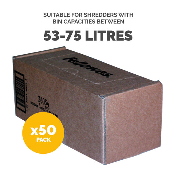 Fellowes Shredder Waste Bags 53-75L Approx (Pack of 50) 36054