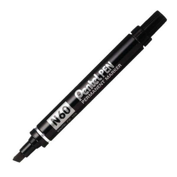 Pentel N60 Permanent Marker Chisel Tip Black (12 Pack) N60-A