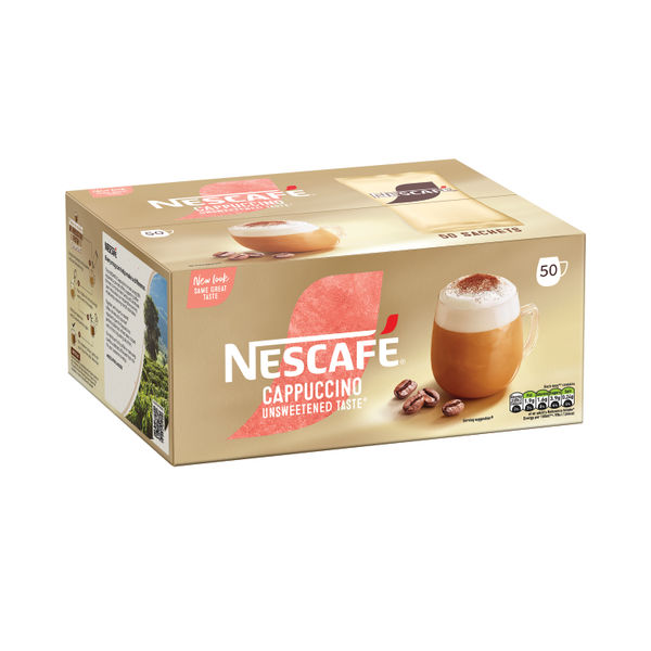Nescafe Gold Cappuccino Unsweetened Instant Coffee Sachets (Pack of 50) 12582308