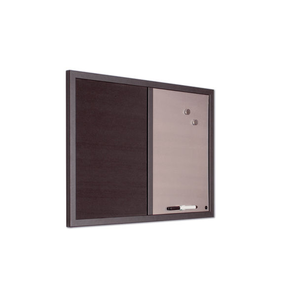 Bi-Office Black Shadow Fabric Silver Finish Board Black Frame 90x60cm MX07232169