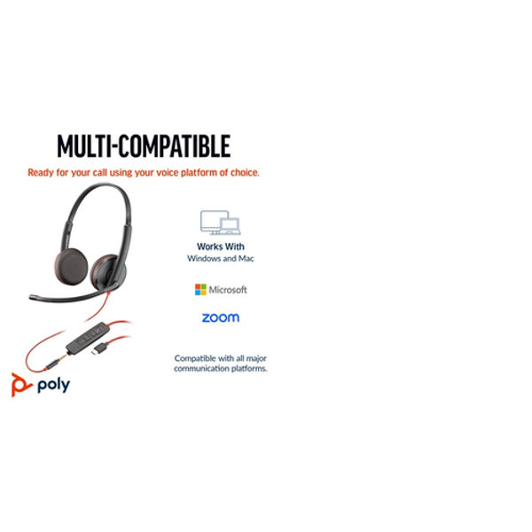 Poly Blackwire 3225 Stereo UC USB-C/A +3.5mm Headset 8X229AA