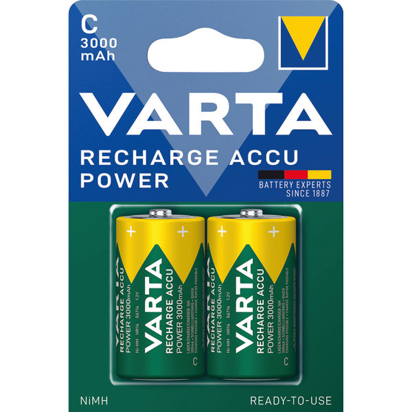 Varta C Rechargeable Accu Battery NiMH 3000 mAh (Pack of 2) 56714101402