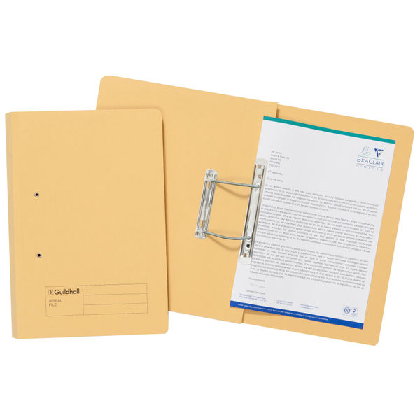 Exacompta Guildhall Transfer Spiral File 315gsm Foolscap Yellow (Pack of 50) 348-YLW