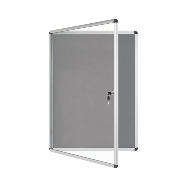 Bi-Office Enclore Felt Indoor Lockable Glazed Case 720x981x35mm Grey VT630103150