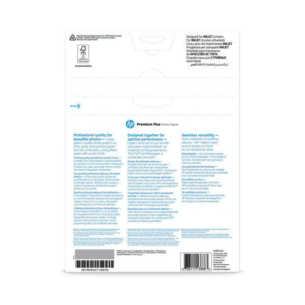 HP A4 White Premium Semi-Glossy Photo Paper (Pack of 20) CR673A