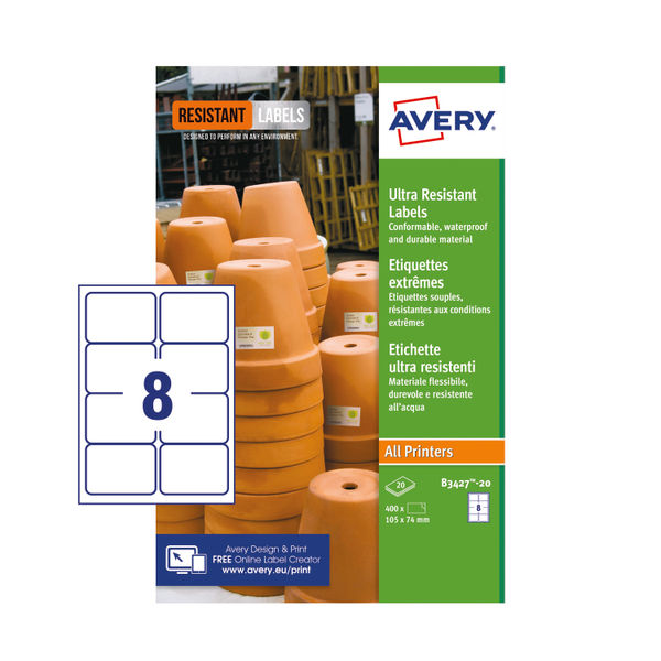 Avery Ultra Resistant Labels 74x105mm (160 Pack) B3427-20