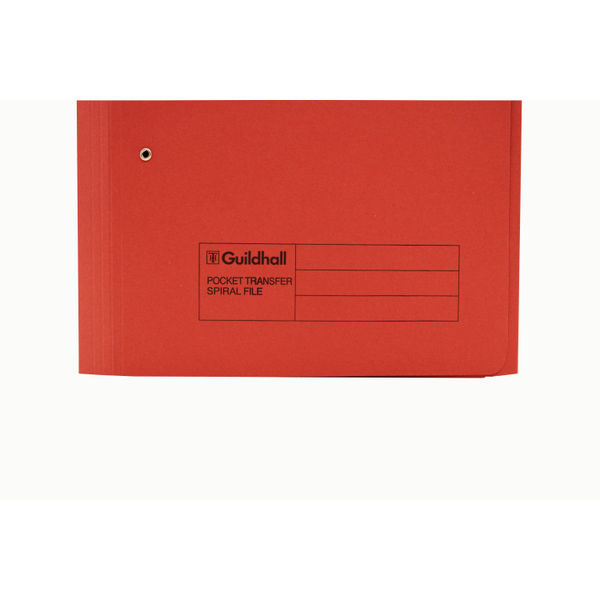 Exacompta Guildhall R/Hand Transfer Spiral Pocket File 315gsm Foolscap Red (Pack of 25) 211/9065Z