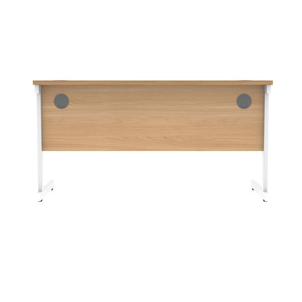 Polaris Rectangular Single Upright Cantilever Desk 1400x600x730mm Norwegian Beech/White KF821610