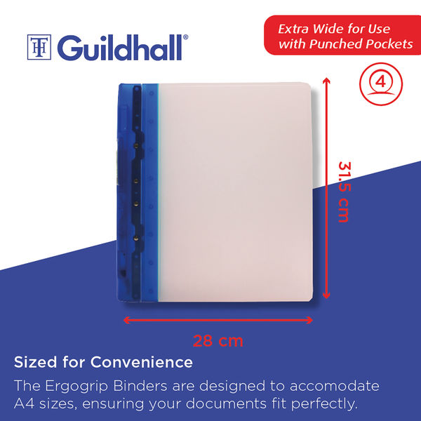 Guildhall GLX Ergogrip Ring Binder Frosted A4 Blue (Pack of 2) 4542
