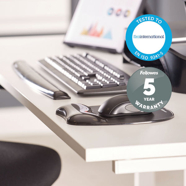 Fellowes Crystal Gel Keyboard Wrist Support Black 9112201