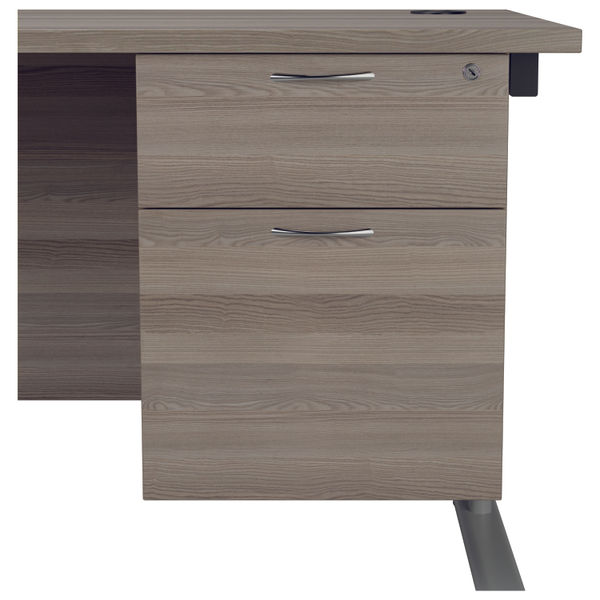 Jemini 2 Drawer Fixed Pedestal 404x655x495mm Grey Oak KF74413