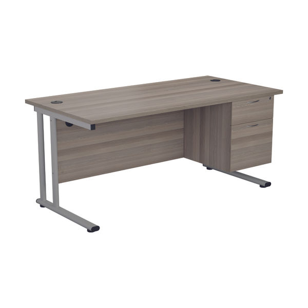Jemini 2 Drawer Fixed Pedestal 404x655x495mm Grey Oak KF74413
