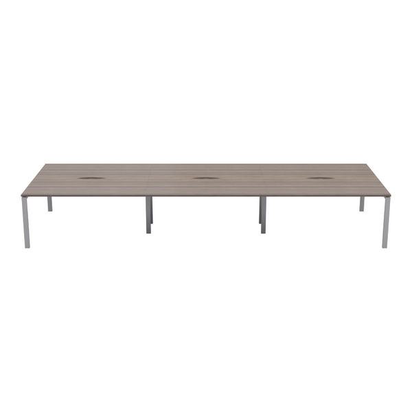 Jemini 6 Person Bench Desk 4200x1600x730mm Grey Oak/White KF809159