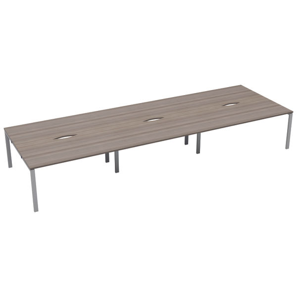 Jemini 6 Person Bench Desk 4200x1600x730mm Grey Oak/White KF809159