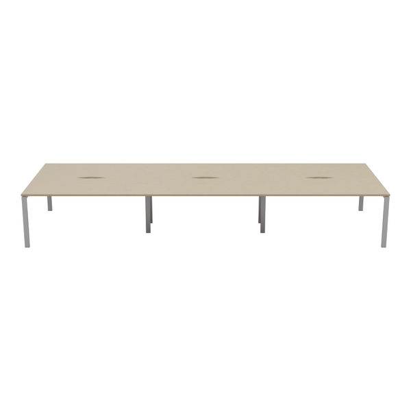 Jemini 6 Person Bench Desk 4200x1600x730mm Maple/White KF809180
