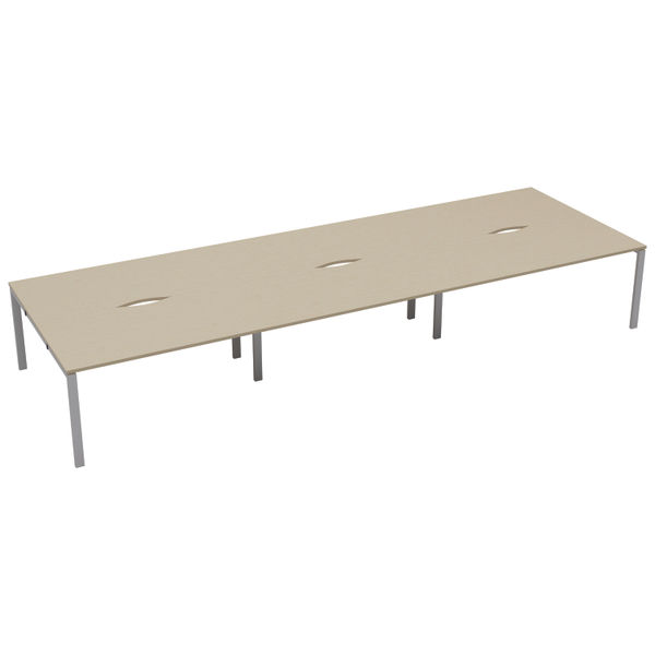 Jemini 6 Person Bench Desk 4200x1600x730mm Maple/White KF809180