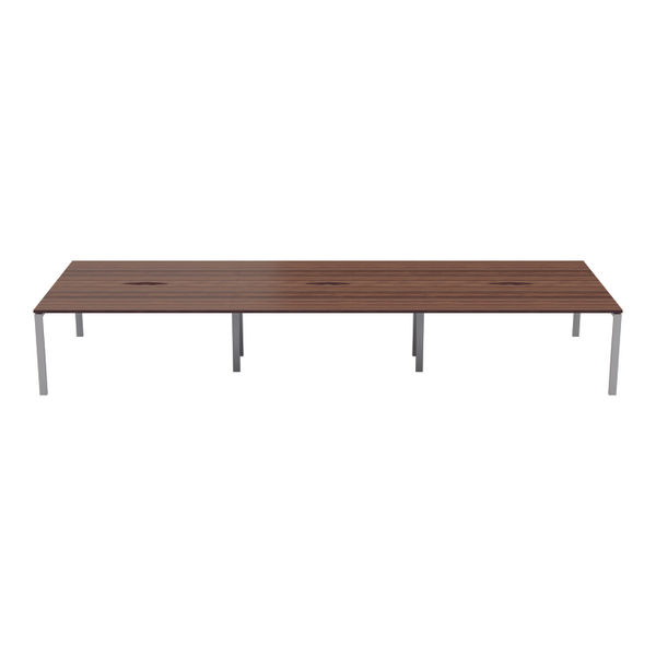 Jemini 6 Person Bench Desk 4200x1600x730mm Dark Walnut/White KF809197