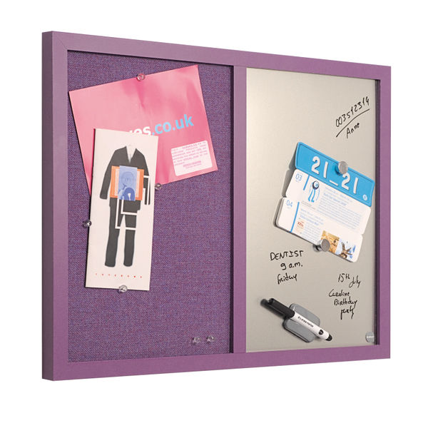 Bi-Office Essentials Fabric Silver Finish Board Purple Frame 60x45cm MX04330418