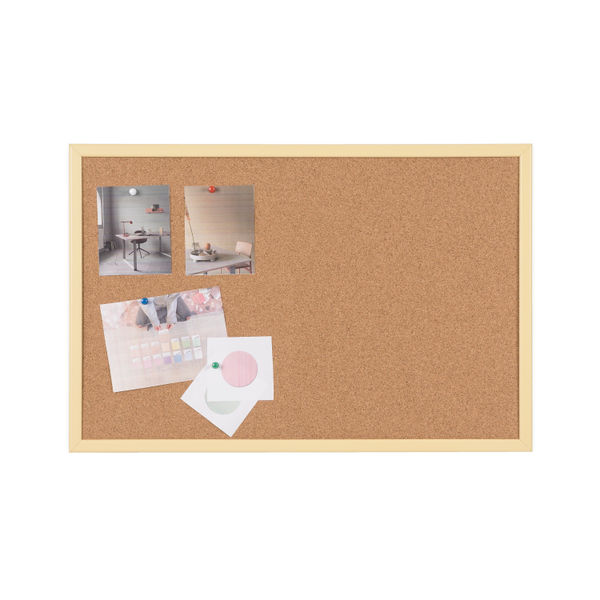 Bi-Office Pastel Cork Noticeboard Yellow Frame 600x400mm MC030011961