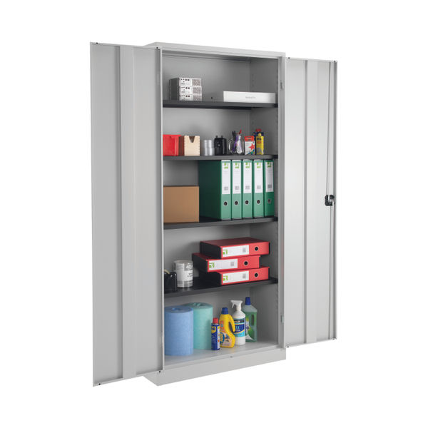 Talos Double Door Stationery Cupboard 920x420x1950mm Grey KF78756