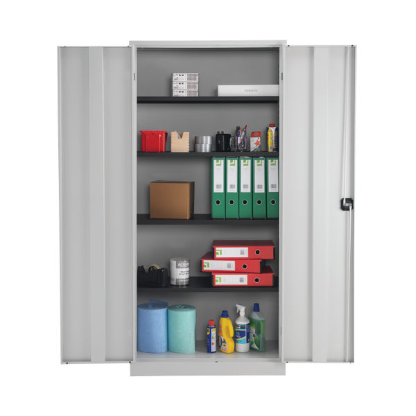 Talos Double Door Stationery Cupboard 920x420x1950mm Grey KF78756