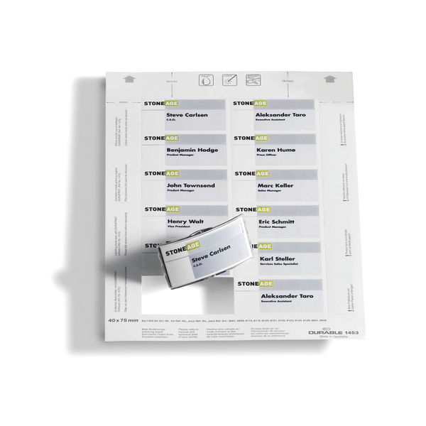 Durable Badgemaker Insert Sheets 40x75mm (Pack of 240) 1453/02