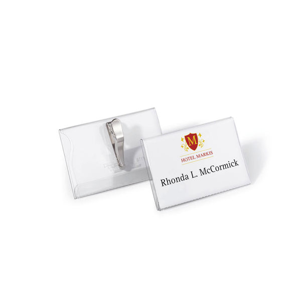 Durable Name Badge with Crocodile Clip 55x90mm Clear (Pack of 25) 8111