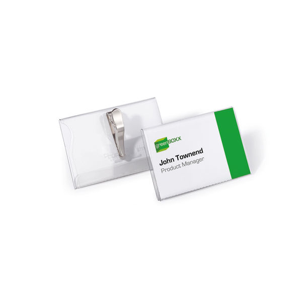 Durable Name Badge with Crocodile Clip 55x90mm Clear (Pack of 25) 8111