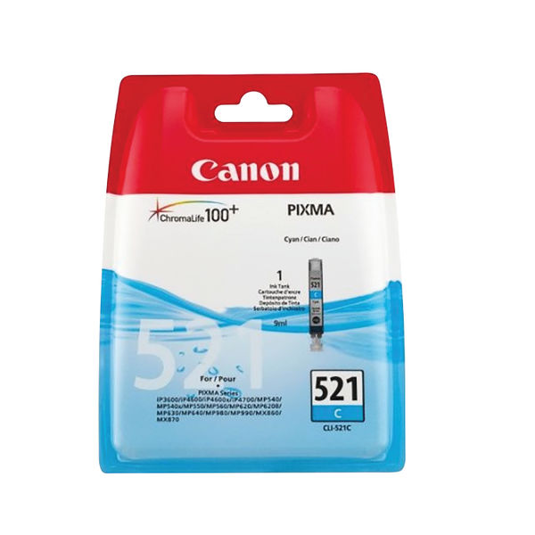 Canon CLI-521C Inkjet Cartridge Cyan 2934B001