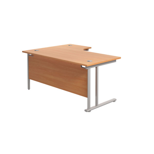 Jemini Radial Right Hand Cantilever Desk 1600x1200x730mm Beech/Silver KF807582