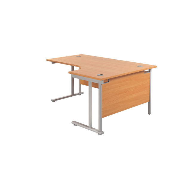 Jemini Radial Right Hand Cantilever Desk 1600x1200x730mm Beech/Silver KF807582