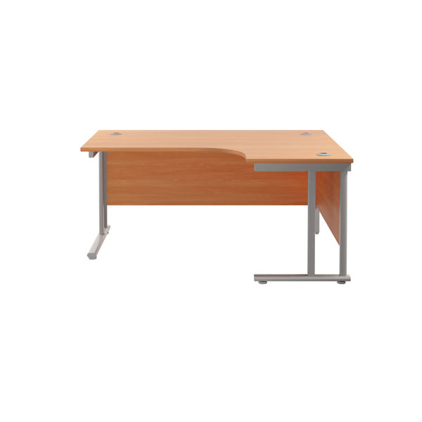 Jemini Radial Right Hand Cantilever Desk 1600x1200x730mm Beech/Silver KF807582