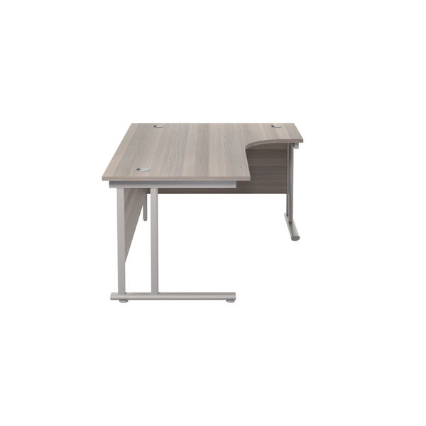 Jemini Radial Right Hand Cantilever Desk 1600x1200x730mm Grey Oak/Silver KF807599