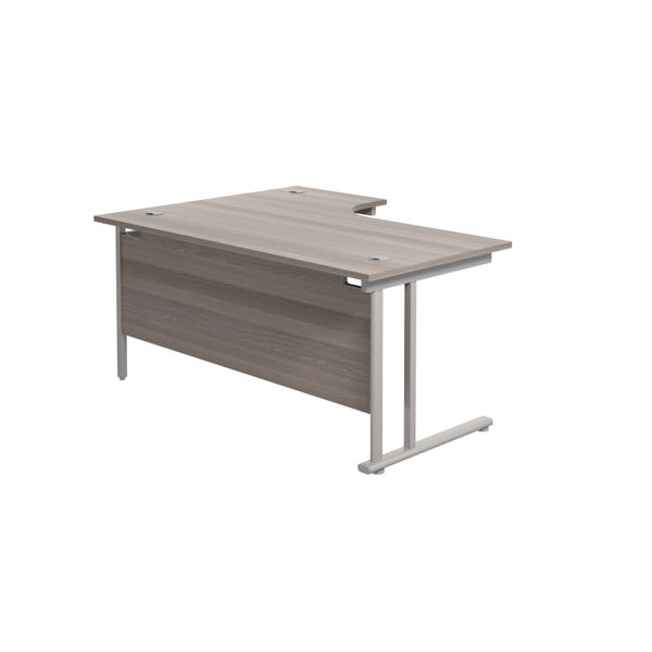 Jemini Radial Right Hand Cantilever Desk 1600x1200x730mm Grey Oak/Silver KF807599