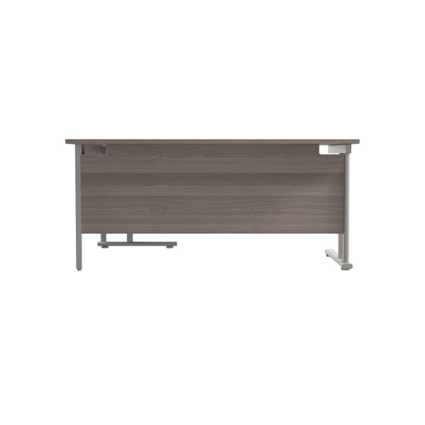 Jemini Radial Right Hand Cantilever Desk 1600x1200x730mm Grey Oak/Silver KF807599