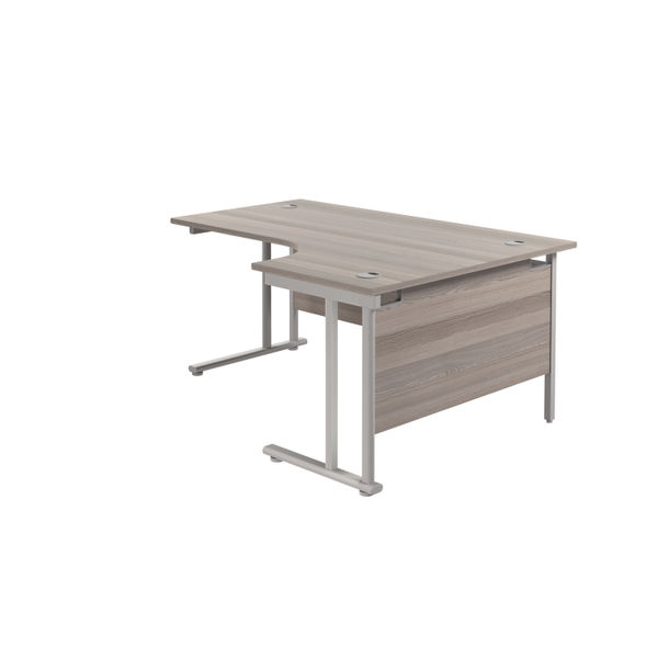 Jemini Radial Right Hand Cantilever Desk 1600x1200x730mm Grey Oak/Silver KF807599