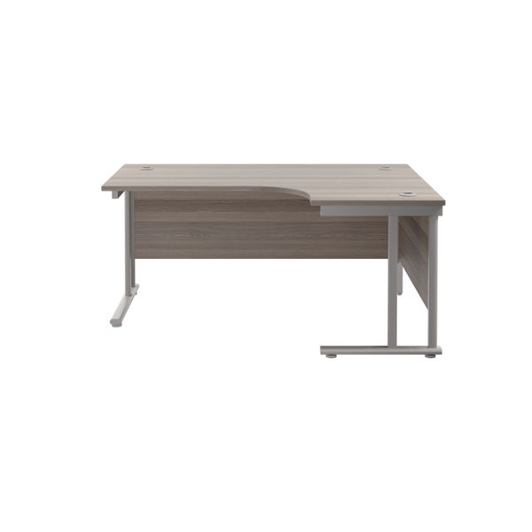 Jemini Radial Right Hand Cantilever Desk 1600x1200x730mm Grey Oak/Silver KF807599