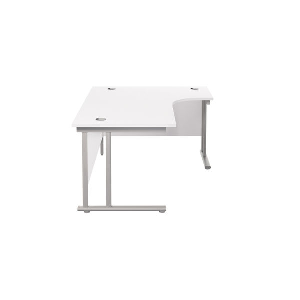 Jemini Radial Right Hand Cantilever Desk 1600x1200x730mm White/Silver KF807612