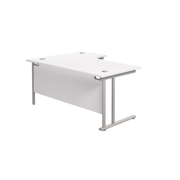 Jemini Radial Right Hand Cantilever Desk 1600x1200x730mm White/Silver KF807612