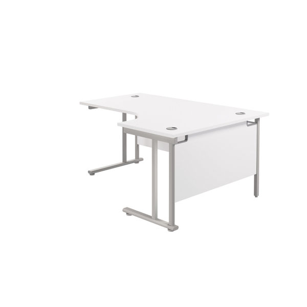 Jemini Radial Right Hand Cantilever Desk 1600x1200x730mm White/Silver KF807612