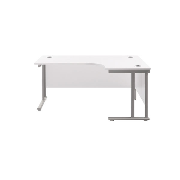 Jemini Radial Right Hand Cantilever Desk 1600x1200x730mm White/Silver KF807612