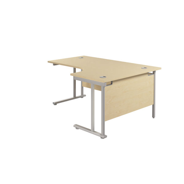 Jemini Radial Right Hand Cantilever Desk 1600x1200x730mm Maple/Silver KF807629